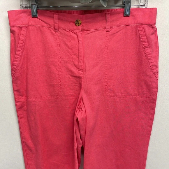Talbots Linen Blend Flat Front Coral Pants 10 - Picture 2 of 14